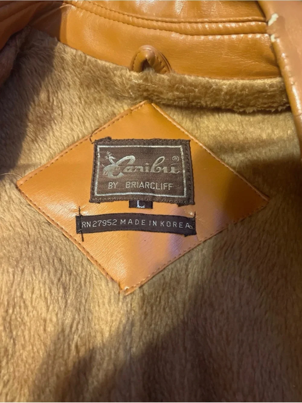 Classic Faux Leather Jacket in Cognac